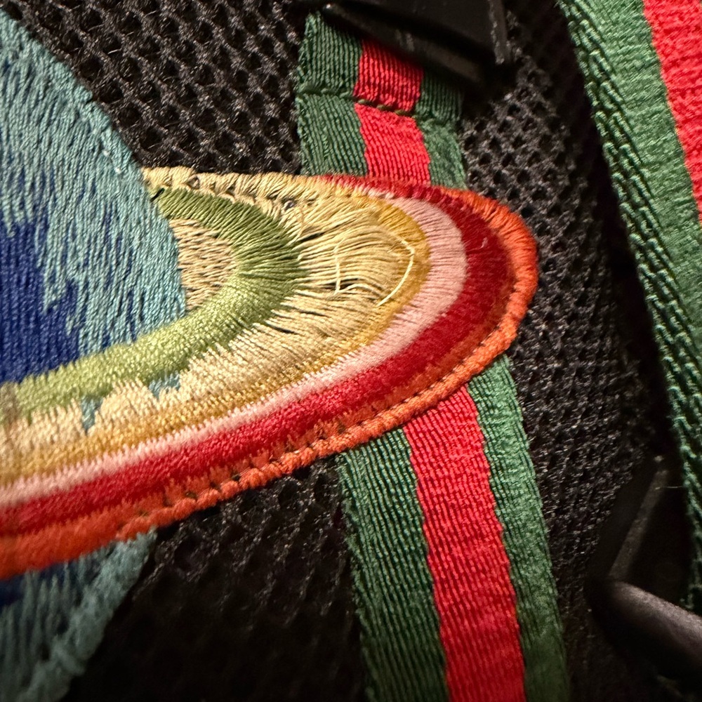 Gucci Hollywood Black Backpack with Multicolor Embroidery Mesh Mix Material - Picture 12 of 15